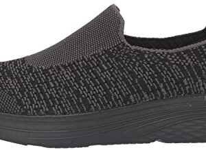 Skechers Women's MAX Cushioning LITE-Knit Slip ON Sneaker, Black/Gray, 6.5