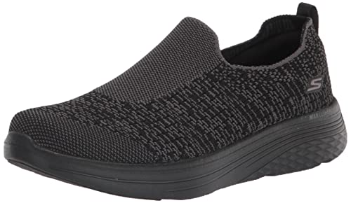 Skechers Women's MAX Cushioning LITE-Knit Slip ON Sneaker, Black/Gray, 6.5