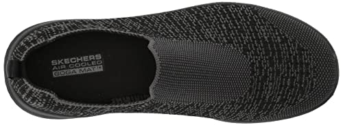 Skechers Women's MAX Cushioning LITE-Knit Slip ON Sneaker, Black/Gray, 6.5