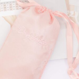 Cuulrite Ballet Pointe Shoes Bag Satin Drawstring Dance Shoe Storage Bag Pink One Size