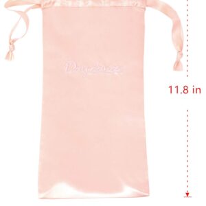 Cuulrite Ballet Pointe Shoes Bag Satin Drawstring Dance Shoe Storage Bag Pink One Size