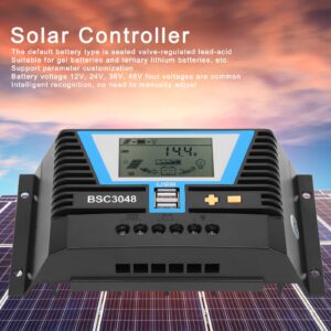 Solar Controller, Intelligent Erengy Controller Strong and Durable 12V/24V/36V/48V BSC3048 Solar Controller for Variety Batteries