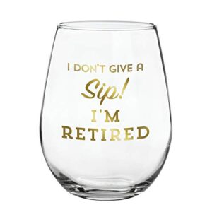 creative brands heartfelt-retirement collection stemless wine glass, 20-ounce