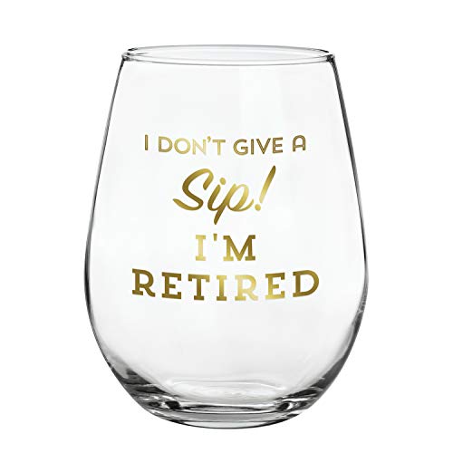 Creative Brands Heartfelt-Retirement Collection Stemless Wine Glass, 20-Ounce