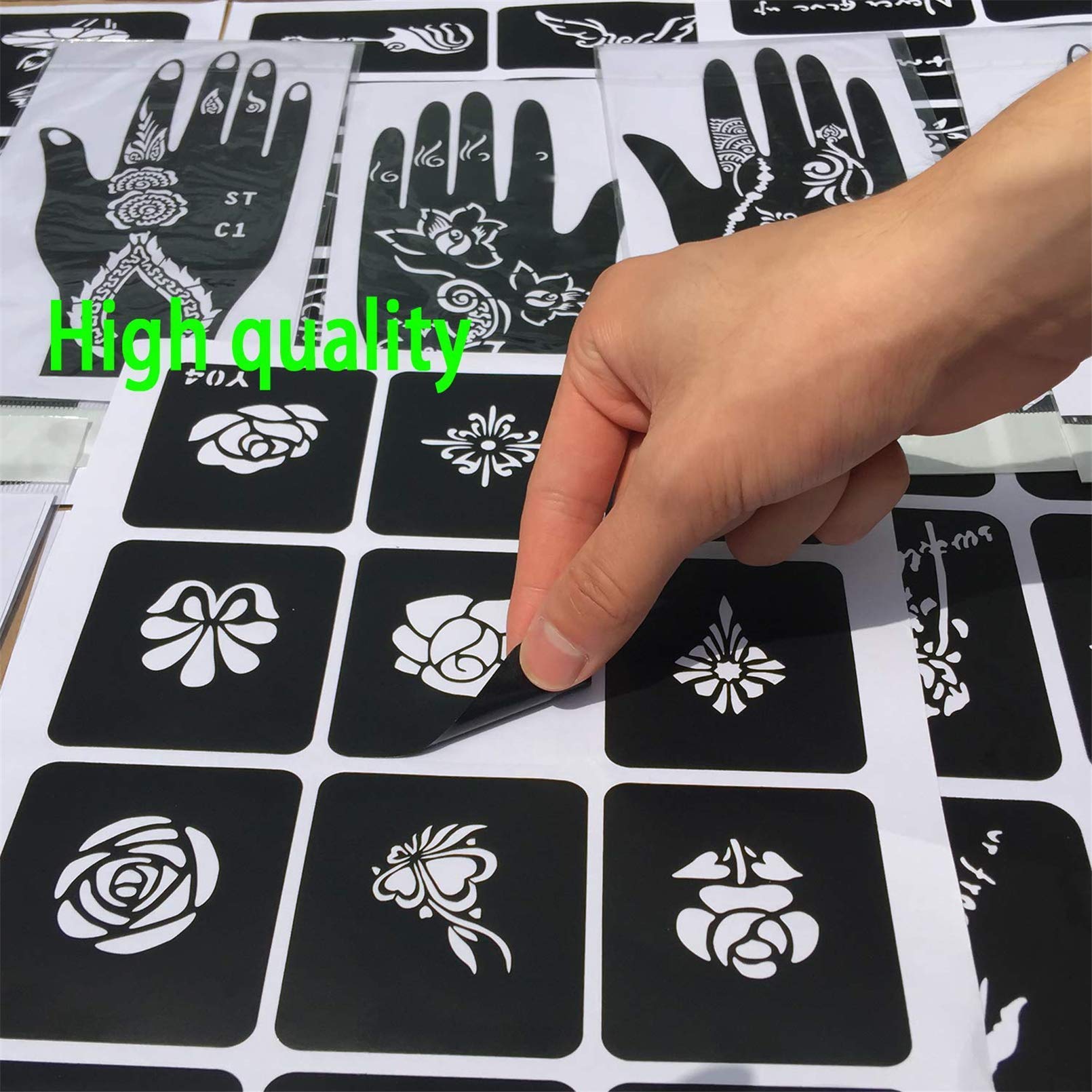 Henna Tattoo Stencils 138 PCS, 24 Sheets Airbrush Tattoo Templates,Reusable Tattoo Stencils Kit for Women Teens Girls,DIY Tattoo Stencils,Body Art Stencils