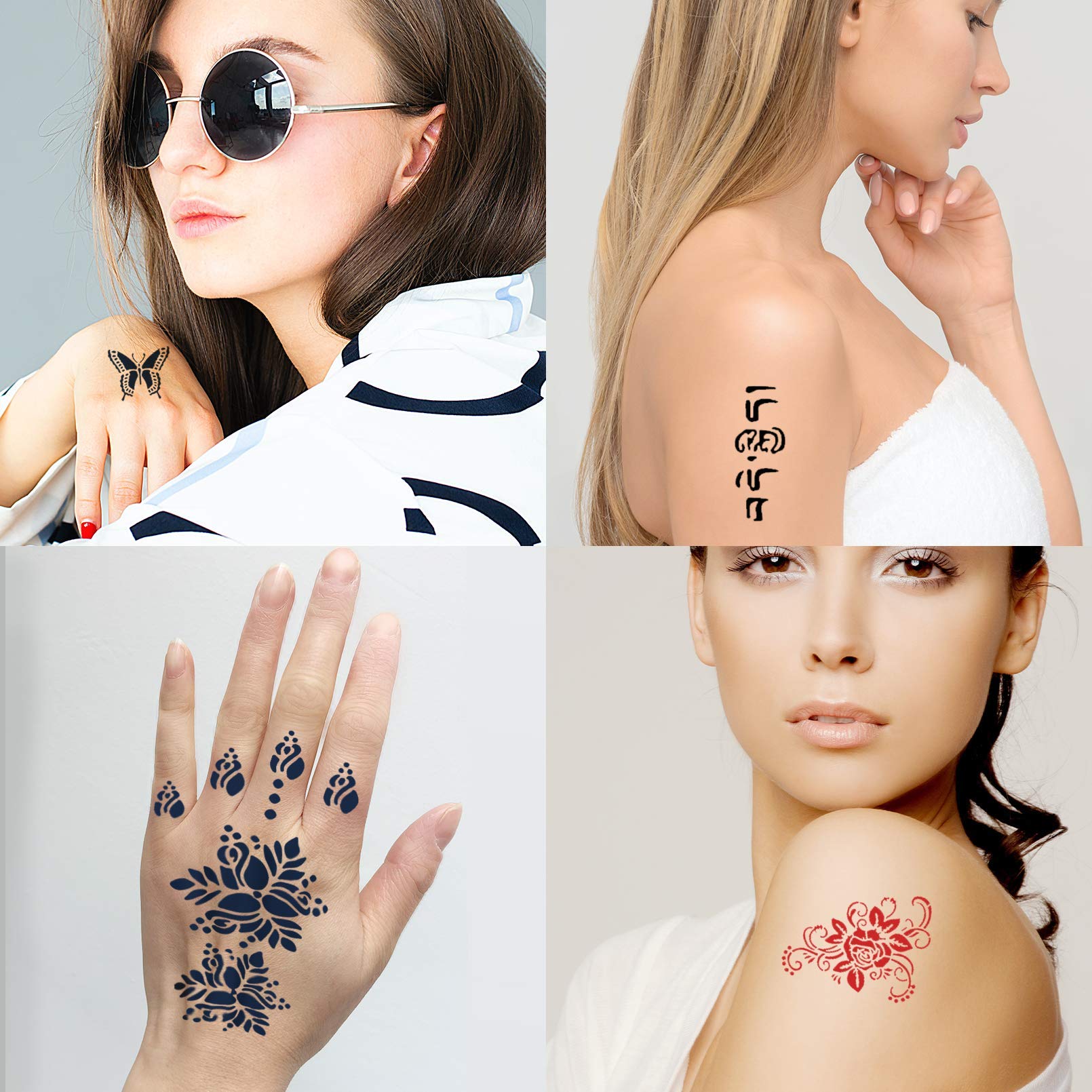 Henna Tattoo Stencils 138 PCS, 24 Sheets Airbrush Tattoo Templates,Reusable Tattoo Stencils Kit for Women Teens Girls,DIY Tattoo Stencils,Body Art Stencils