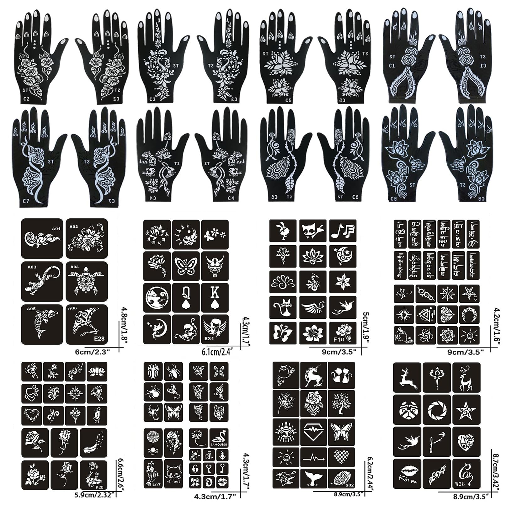 Henna Tattoo Stencils 138 PCS, 24 Sheets Airbrush Tattoo Templates,Reusable Tattoo Stencils Kit for Women Teens Girls,DIY Tattoo Stencils,Body Art Stencils