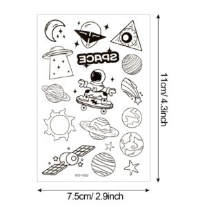 Konsait 140pcs Glow in The Dark Space Temporary Tattoo for Kids,Luminous Solar System Universe Outer Space UFO Temporary Tattoos for Boys Girls Stockings Stuffers Goody Filler Birthday Party Favor