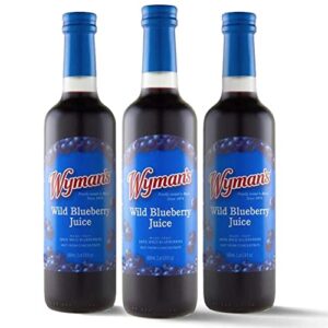 wyman's wild blueberry juice, 100% juice, no sugar added, not from concentrate, glass bottled, 500ml (3 pack)