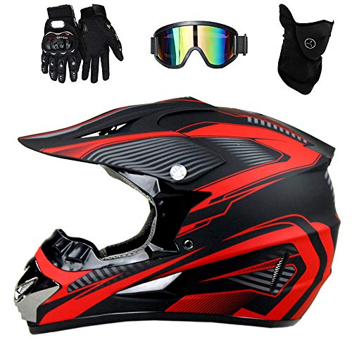 TRIPERSON Dirt Bike Off-Road Motocross ATV Motorcycle Helmet for Men Women,Professional Competition Helmet DOT Certified (Red, X-Large)