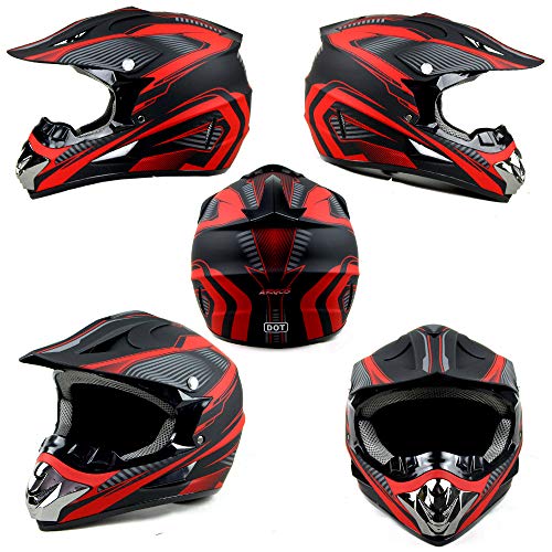 TRIPERSON Dirt Bike Off-Road Motocross ATV Motorcycle Helmet for Men Women,Professional Competition Helmet DOT Certified (Red, X-Large)