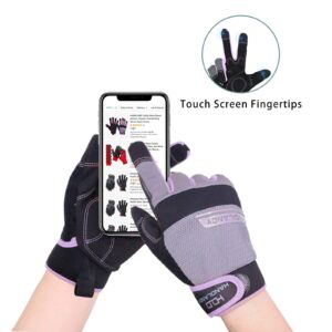HLDD HANDLANDY Safety Work Gloves, Women Utility Work Gloves, MultiFunctional Mechanic Gardening Construction DIY Work Gloves with Touchscreen (Medium, Purple)