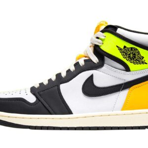 Jordan Men's 1 Retro High OG Volt Gold White/Black-Volt (555088 118) - 14