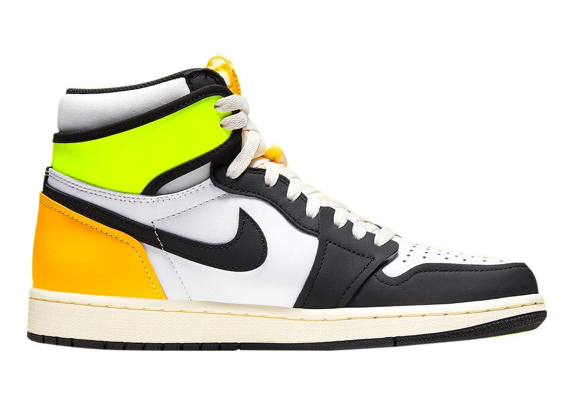 Jordan Men's 1 Retro High OG Volt Gold White/Black-Volt (555088 118) - 14