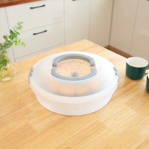 FEOOWV 10 Inch Portable Pie Carrier with Lid and Tray 3-In-1 Round Cupcake Container Egg Holder Muffin Tart Cookie Keeper Food (Grey)