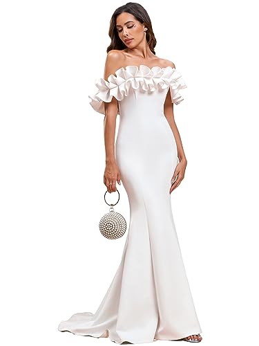 Ever-Pretty Backless Mermaid Bodycon Maxi Evening Dresses for Women Elegant Classy White US14