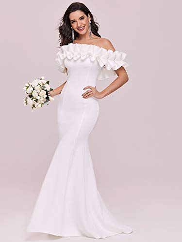 Ever-Pretty Backless Mermaid Bodycon Maxi Evening Dresses for Women Elegant Classy White US14