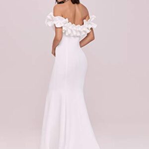 Ever-Pretty Backless Mermaid Bodycon Maxi Evening Dresses for Women Elegant Classy White US14