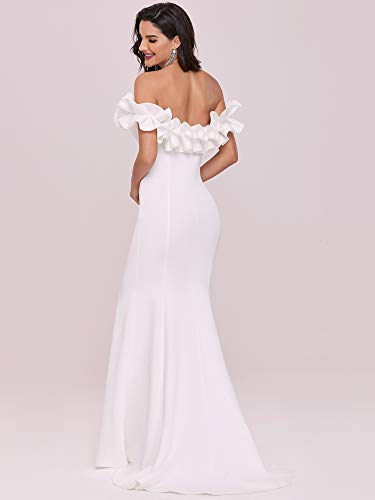 Ever-Pretty Backless Mermaid Bodycon Maxi Evening Dresses for Women Elegant Classy White US14