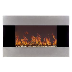 36-inch electric fireplace - wall mount, adjustable heat, dimmer, and remote control by lavish home (stainless steel)