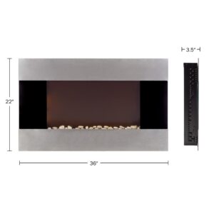 36-Inch Electric Fireplace - Wall Mount, Adjustable Heat, Dimmer, and Remote Control by Lavish Home (Stainless Steel)