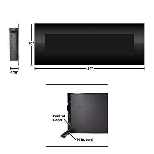 Electric Fireplace - 54 Inch No Heat Wall Mounted Fireplace with LED Flames, Remote, Timer, and Adjustable Brightness by Northwest (Black)