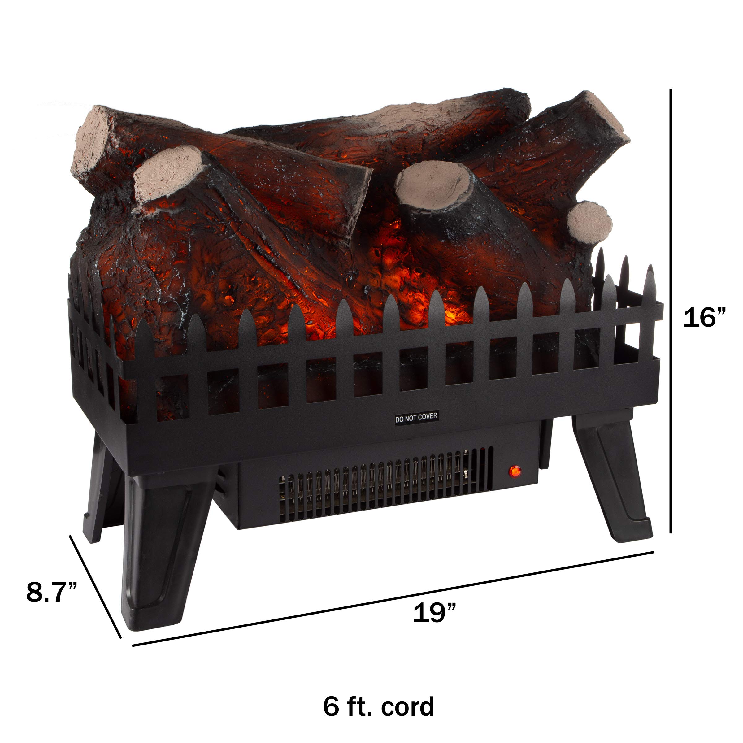 LED Electric Log Insert for Fireplaces-Heater with Realistic Energy Efficient LED Glowing Flame Ember Bed-Home and Hearth Accessories by Lavish Home