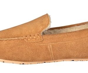 Clarks Mens Suede Moccasin Slippers Warm Cozy Indoor Outdoor Plush Faux Fur Lined Slipper For Men (11 M US, Cinnamon)