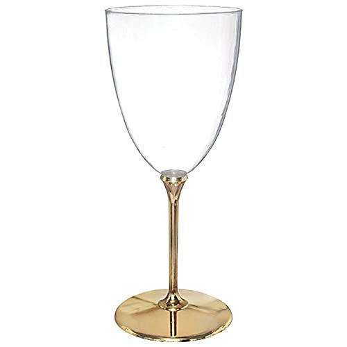 Gold Handle Metallic Wine Glass, 8 ct., 7 oz.