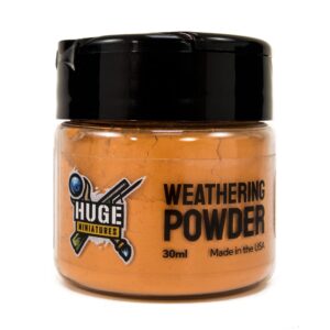 huge miniatures weathering powder, orange rust pigment for model terrain scenery and vehicles by huge minis - 30ml flip-top container