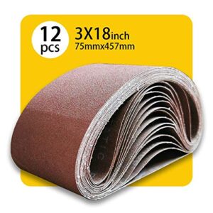 3 x 18 Inch 80 Grit Sanding Belt | Premium Aluminum Oxide Sanding Belt | Premium Sander Sandpaper,12 Pack