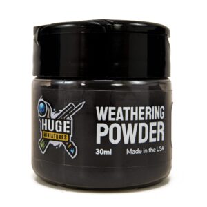 huge miniatures weathering powder, jet black pigment for model terrain scenery and vehicles by huge minis - 30ml flip-top container
