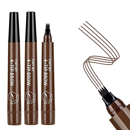 3PCS Dark Brown Eyebrow Pen - Waterproof Microblading Eyebrow Pen,Long Lasting,Easily Create Natural Eyebrow Makeup