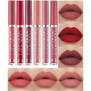 ccbeauty matte liquid lipstick set 6 colors velvet smooth lip stick waterproof long lasting pigmented non-stick cup not fade pink lip makeup mothers valentine's day gift sets for her women