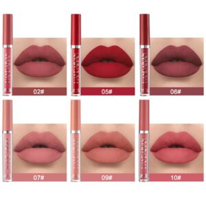 CCbeauty Matte Liquid Lipstick Set 6 Colors Velvet Smooth Lip Stick Waterproof Long Lasting Pigmented Non-Stick Cup Not Fade Pink Lip Makeup Mothers Valentine's Day Gift Sets for Her Women