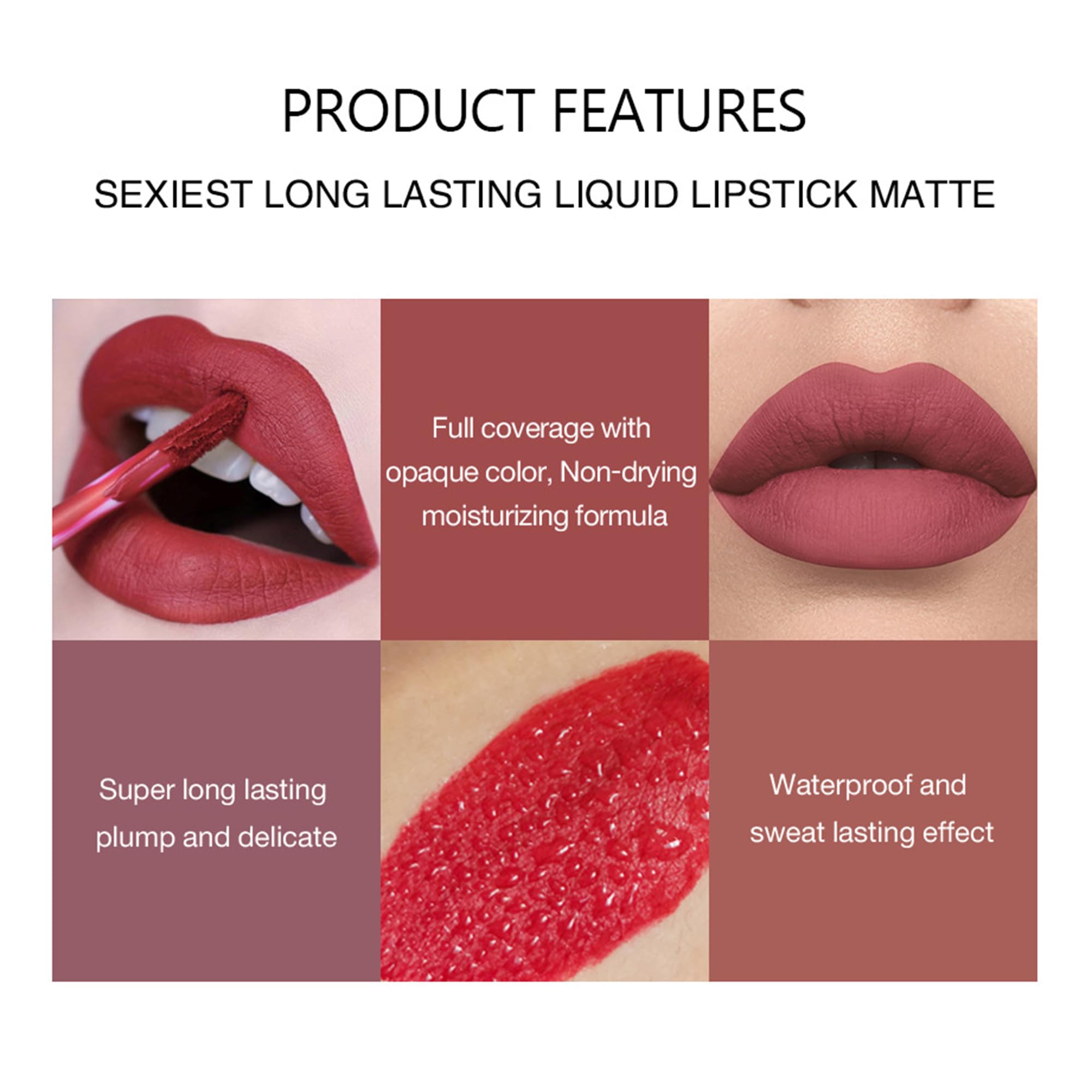 CCbeauty Matte Liquid Lipstick Set 6 Colors Velvet Smooth Lip Stick Waterproof Long Lasting Pigmented Non-Stick Cup Not Fade Pink Lip Makeup Mothers Valentine's Day Gift Sets for Her Women