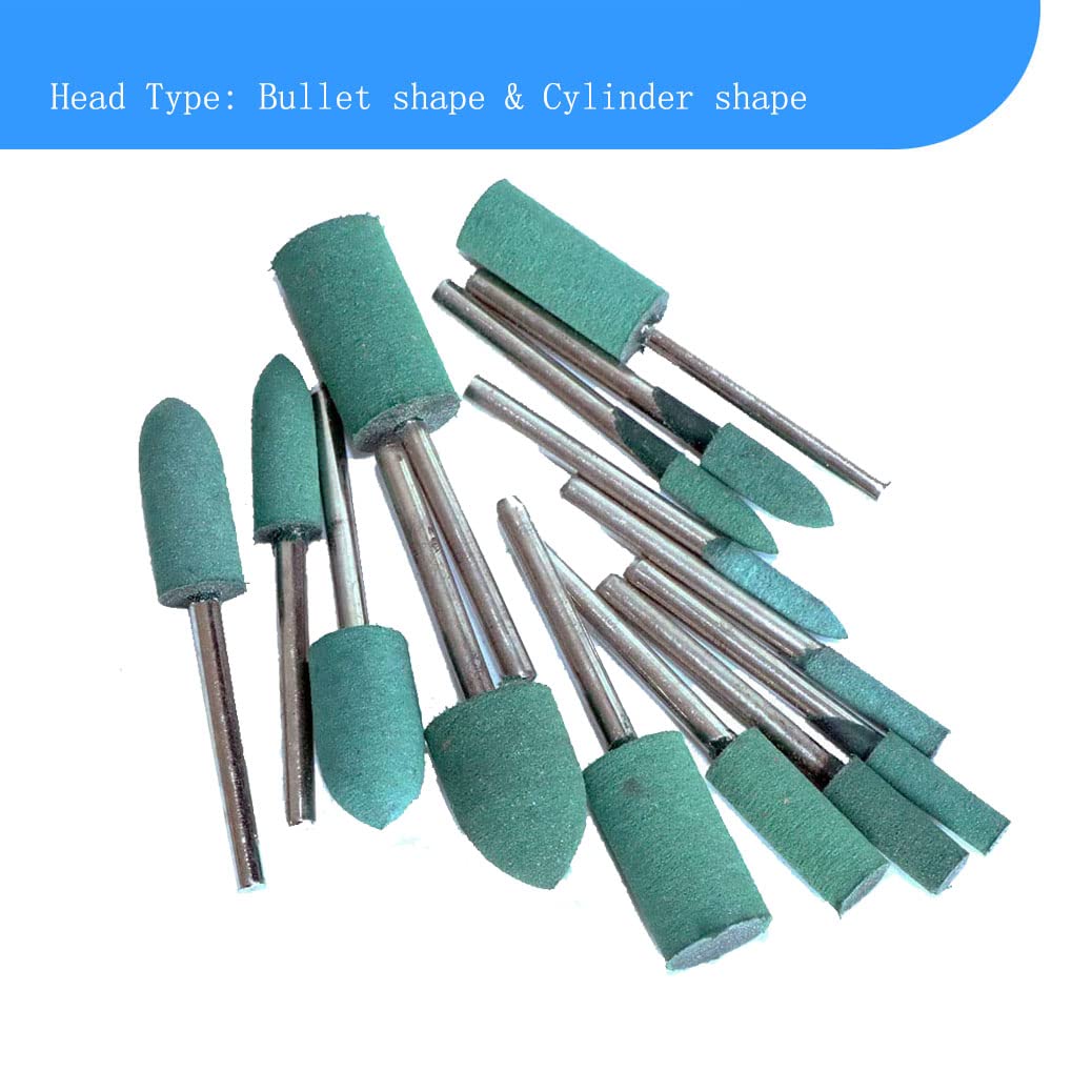 Luo ke 20 Pcs Rubber Polishing Bits, 1/8'' Shank Rubber Buffing Tools Polishing Kits for Dremel Rotary Tools