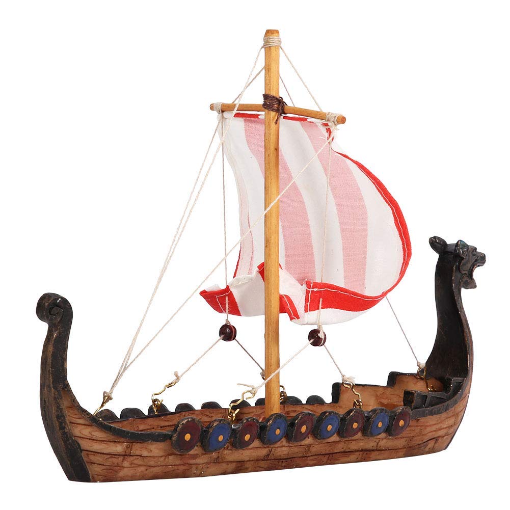 Haokaini Traditional Chinese Dragon Head Pirate Sailboat Resin Crafted Boat Model Viking Pirate Ship Art Craft Boat Ofiice Decoration