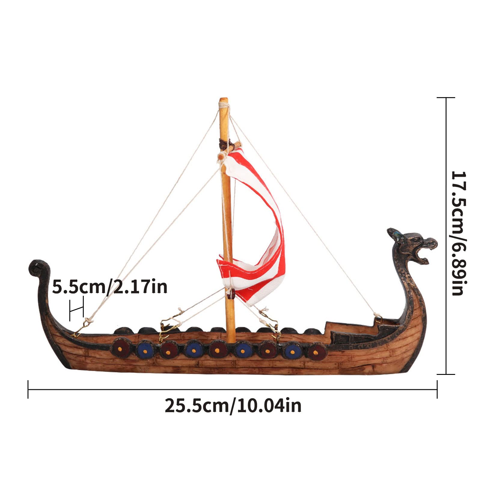 Haokaini Traditional Chinese Dragon Head Pirate Sailboat Resin Crafted Boat Model Viking Pirate Ship Art Craft Boat Ofiice Decoration