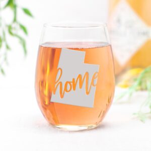 Utah State Stemless Wine Glass - Utah Gift, Utah Wine Glass, Utah Fan Gift