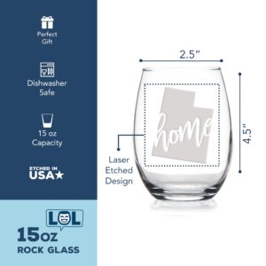 Utah State Stemless Wine Glass - Utah Gift, Utah Wine Glass, Utah Fan Gift