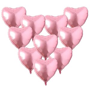 [10 Pack] Heart Shape Foil Balloons, 18" Mylar Balloons Aluminum Foil Decorations for Birthday Party/Wedding/Engagement Party/Celebration/Holiday/Show/Party Activities (Pink)