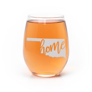 oklahoma state stemless wine glass - oklahoma gift, oklahoma wine glass, oklahoma fan gift