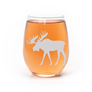 moose silhouette stemless wine glass - moose gift idea