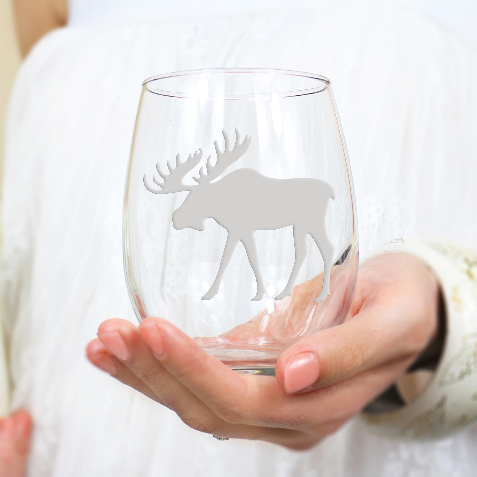 Moose Silhouette Stemless Wine Glass - Moose Gift Idea