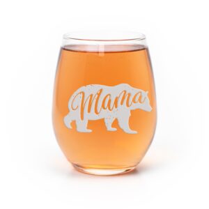 mama bear stemless wine glass - mom gift, mom wine glass, gift for new moms, mama bear gift, gift for mom, cute mom gift