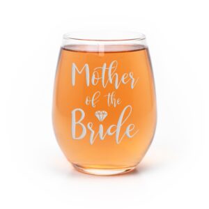 mother of the bride stemless wine glass - mother of bride gift ideas, unique mother of bride gifts, glasses for weddings