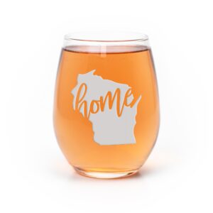 wisconsin state stemless wine glass - wisconsin gift, wisconsin wine glass, wisconsin fan gift