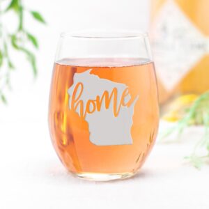 Wisconsin State Stemless Wine Glass - Wisconsin Gift, Wisconsin Wine Glass, Wisconsin Fan Gift