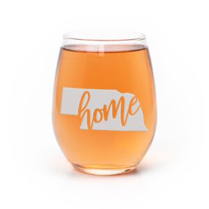 nebraska state stemless wine glass - nebraska gift, nebraska wine glass, nebraska fan gift